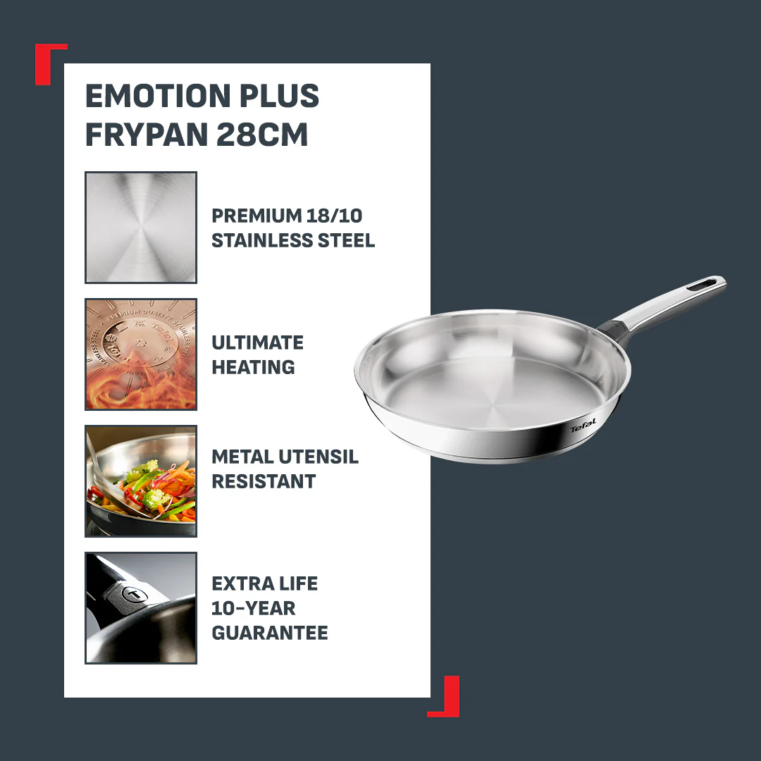 Tefal Emotion Plus Frypan 28cm (Stainless Steel)